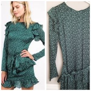 NWOT Fanco Polca Dot Mini Dark Green Dress